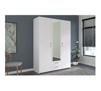 Armoire Varia - Décor Blanc - 3 Portes + 2 Tiroirs + Miroir - L 150 X H 200 X 51 Cm Blanc