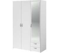 Armoire Varia - Décor Blanc - 3 Portes Battantes + Miroir + 2 Tiroirs - L 120 X H 185 X P 51 Cm - Parisot