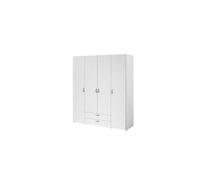 Armoire VARIA - Décor blanc - 4 portes battantes + 2 tiroirs - L 160 x H 185 x P 51 cm - PARISOT