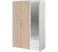 Armoire VARIA - Panneaux de particules revêtu papier - Décor chêne et blanc - 3 portes - L 120,3 x P 5,7 x H 185 cm