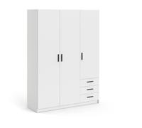armoire vega - décor blanc mat - 3 portes + 3 tiroirs - l 147 x p 49,6 x h 200,4 cm - tvilum Blanc