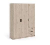 armoire vega - décor gris anthracite - 3 portes + 3 tiroirs - l 147 x p 49,6 x h 200,4 cm - tvilum
