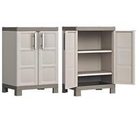 Armoire verrouillable basse en résine à 2 portes décorées de jardin Excellence Keter