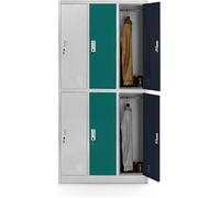 Armoire vestiaire 3B2A Armoire Métallique Casier 6 compartiments en tôle d'acier thermolaquée 185 cm x 90 cm x 45 cm (multicolore)
