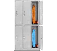 Armoire vestiaire 3B2A Armoire Métallique Casier 6 compartiments en tôle d'acier thermolaquée 185 cm x 90 cm x 45 cm (gris)