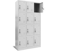 Jan Nowak Casier vestiaire 3B4A Armoire Metallique 12 Compartiments avec Fentes de Ventilation Revêtement en Poudre 185 cm x 90 cm x 40 cm (Gris)