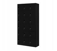 Armoire vestiaire à casiers KAROL, 18 compartiments, noir, 900x1850x400 mm