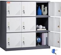Armoire vestiaire à casiers VEVOR Armoire à casiers fermés, armoire de rangement à 9 portes, armoire vestiaire à 9 casiers Armoire à casiers pour objets de valeur, capacité de charge de 30 kg, casier