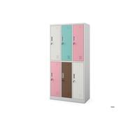 Armoire vestiaire de sécurité gris pastel à 6 portes : IGOR, 900 x 1850 x 450 mm
