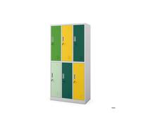 Armoire vestiaire de sécurité gris-vert-jaune à 6 portes : IGOR, 900 x 1850 x 450 mm