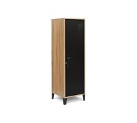 Armoire vestiaire ESTER 1 porte métal noir et contour bois design industriel