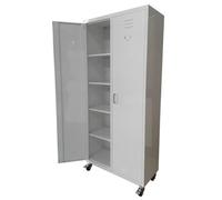 Armoire Vestiaire Metallique Stile Industriel avec Roues Dim.cm 90x40x190cm BLANC