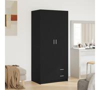 Armoire Vidaxl Chêne Noir 80x52x180 Cm Bois D'ingénierie Noir