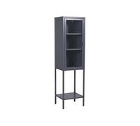 Armoire vitrée avec étagère en acier Misha gris