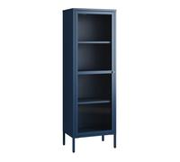 Armoire vitrée Säkylä acier verre 150 x 50 x 35 cm bleu marine _x000D__x000D_