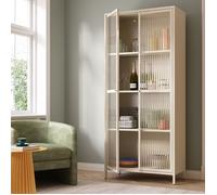 Armoire vitrée Säkylä acier verre 180 x 80 x 35 cm camel