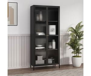 Armoire vitrée Säkylä acier verre 180 x 80 x 35 cm noir