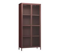 Armoire vitrée Säkylä acier verre 180 x 80 x 35 cm rouge bordeaux