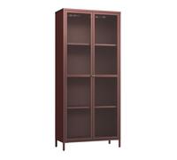 Armoire vitrée Säkylä acier verre 180 x 80 x 35 cm rouge bordeaux _x000D_