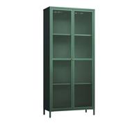 Armoire vitrée Säkylä acier verre 180 x 80 x 35 cm vert sapin