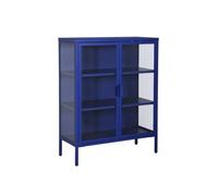 Armoire vitrine acier et verre trempé 2 portes 80cm bleu - Arkansas