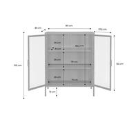 Armoire vitrine acier et verre trempé 2 portes 80cm vert - Arkansas