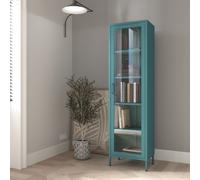 Armoire vitrine bibliothèque avec 4 étagères Vitrine scintillante métal vert mer