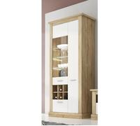 Armoire vitrine, buffet haut coloris Chêne cambrian,blanc - Longueur 96 x Profondeur 41 x Hauteur 201 cm