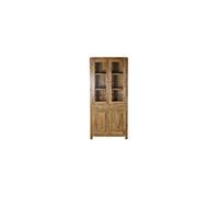 Armoire vitrine en bois acacia avec 2 tiroirs 4 portes et 3 etageres - Largeur 85 x Hauteur 190 x Profondeur 40cm -PEGANE- Bois naturel