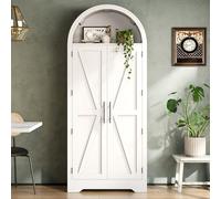 Armoire Vitrine Haute en MDF, Salon et Cuisine, Blanc, 170x70x35 cm