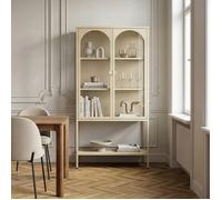 Armoire vitrine Klippestad acier verre trempé 160 x 80 x 35 cm camel