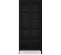 Armoire vitrine salon avec 4 étagères Vitrine scintillante métal noir
