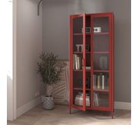 Armoire vitrine salon avec 4 étagères Vitrine scintillante métal rouge
