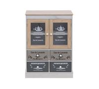 Armoire Vitrine Shabby avec 4 Tiroirs et 2 portes en Bois Blanc Beige Gris - MOBILI REBECCA - Rebecca Mobili