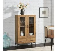 Armoire vitrine 'Søndersø' avec tiroir et 2 portes 70 x 31 x 115 cm aspect chêne