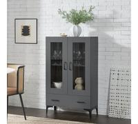 Armoire vitrine 'Søndersø' avec tiroir et 2 portes 70 x 31 x 115 cm Gris foncé