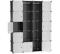 Armoire XXL MENGDA - Plastique Noir - 20 Cubes - 147x37x183cm - Rangement et Penderie