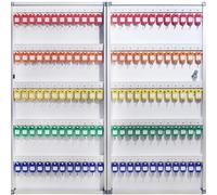 Armoires à 24/32/48/72/96 Clés en Aluminium, Placards à Clés pour Montage Mural, avec Porte-Clés Étiquettes & Numéros - en Métal(120Key)