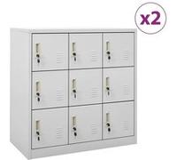 vidaXL Lot de 2 armoires à casiers verrouillables gris clair 90x45x92,5 cm acier