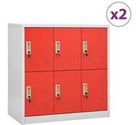 Armoire à Casiers Gris Clair et Rouge 90x45x92,5 cm Acier Rangement vidaXL