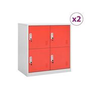 Armoires à casiers 2 pcs Gris clair et rouge 90x45x92,5cm Acier3095225