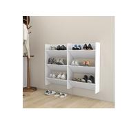 Vidaxl Armoires À Chaussures Murales 2 Pcs Blanc 60x18x90 Cm Aggloméré Blanc
