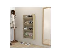 Vidaxl Armoires À Chaussures Murales 2 Pcs Chêne Sonoma 60x18x60 Cm Multicolore