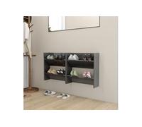 Armoires à chaussures murales 2 pcs gris brillant 60x18x60 cm