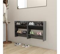Armoires à chaussures murales 2 pcs gris brillant 60x18x60 cm