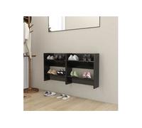 Armoires à chaussures murales 2 pcs noir brillant 60x18x60 cm