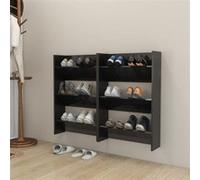 Armoires à chaussures murales 2 pcs noir brillant 60x18x90cm