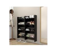 Vidaxl Armoires À Chaussures Murales 4 Pcs Noir 60x18x60 Cm Aggloméré Noir
