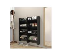 Armoires à chaussures murales 4 pcs noir brillant 60x18x60 cm noir brillant G