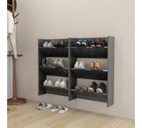 Armoires à Chaussures Murales Étagères Suspendues 2 pcs Gris Brillant vidaXL